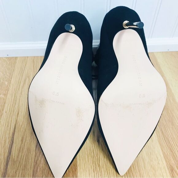 GOOD AMERICAN Black Suede Stiletto Lace Up Ankle Boot Bootie Hiking Size 5.5 New - Picture 9 of 11